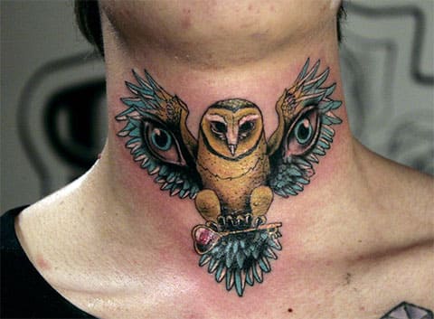 Tattoo of an Owl on your neck