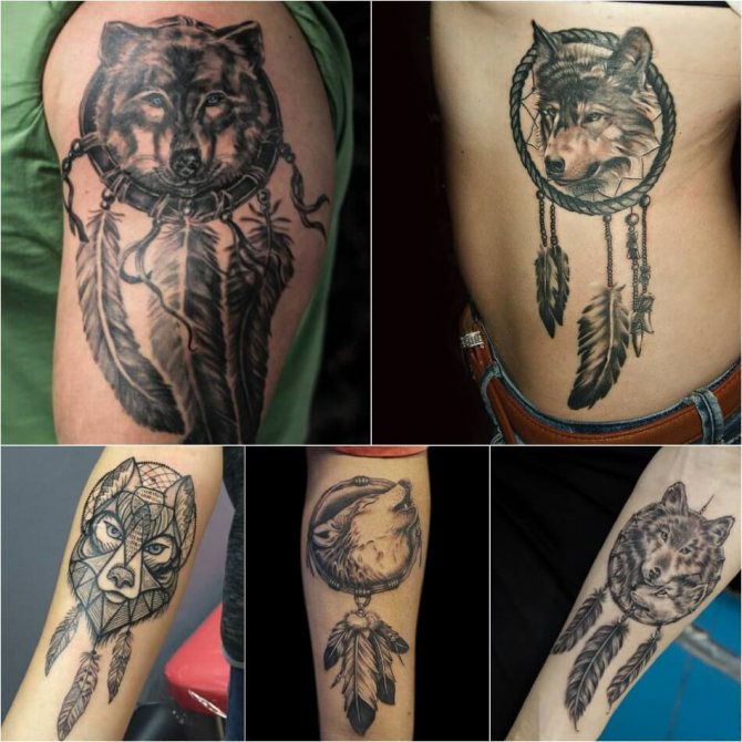 Tattoo wolf - Subtlety of wolf tattoo - Tattoo wolf dream catcher