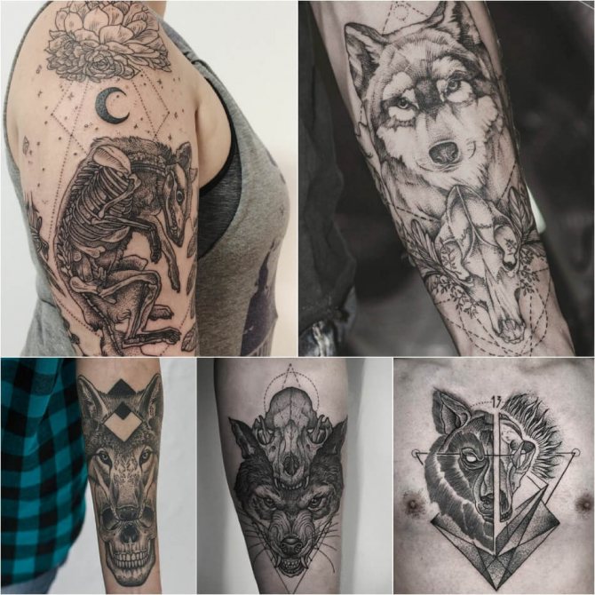Tattoo wolf - Subtlety of wolf tattoo - Tattoo wolf and skull - Wolf and skull tattoo meaning