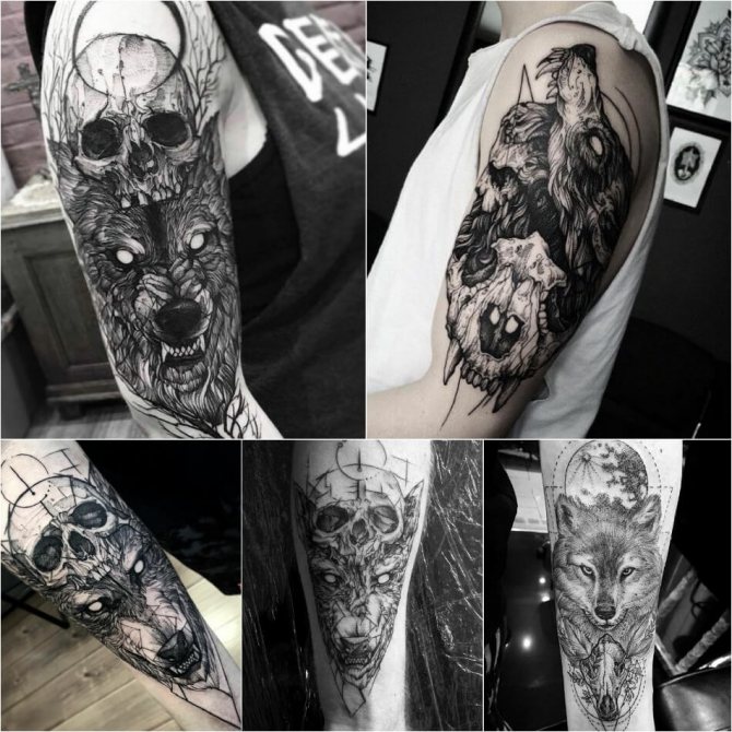 Tattoo wolf - Subtlety of wolf tattoo - Tattoo wolf and skull - Wolf and skull tattoo meaning