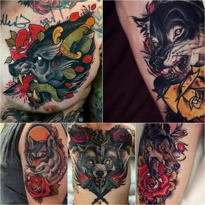 Tattoo Wolf - Subtlety of Tattoo with Wolf - Tattoo Wolf and Rose