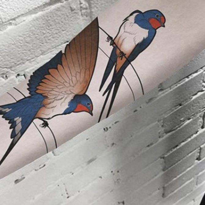 tattoo sparrows on a wire