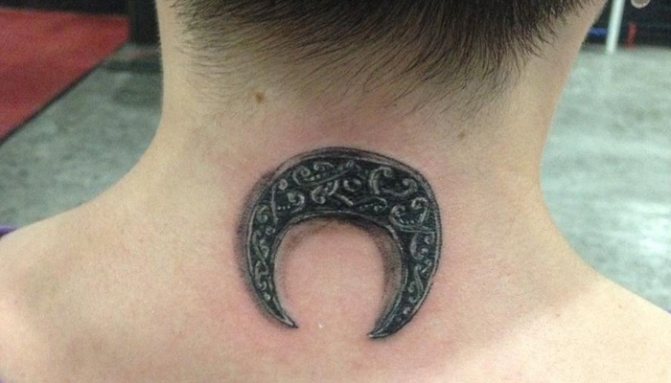 Moonraker tattoo on the neck