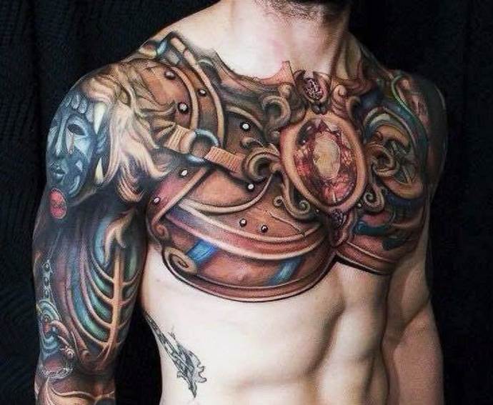 Tattoo on the chest in a man
