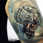 Tattoo of a tiger grin - photo
