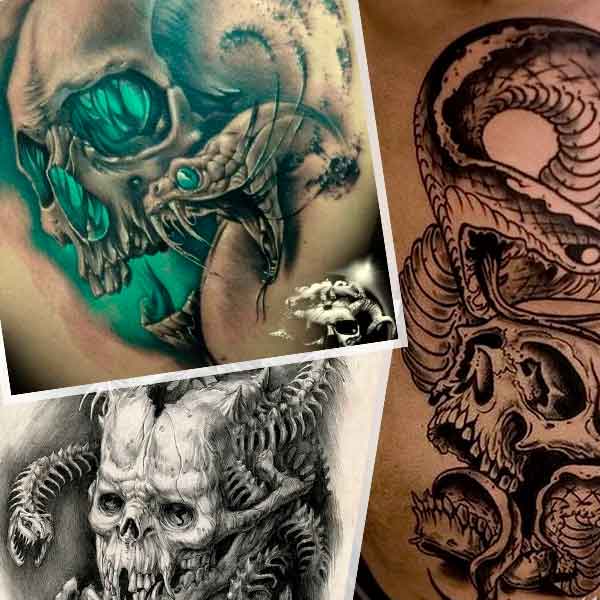 Skull and snake tattoo options.